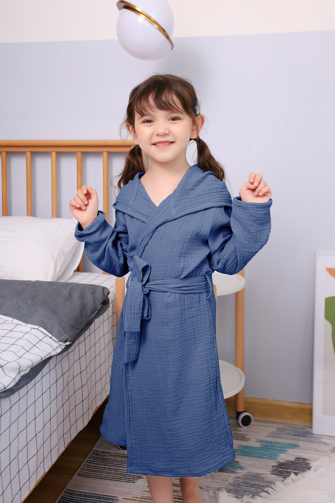 Organic Cotton Hooded Toddler Bathrobe - Brown