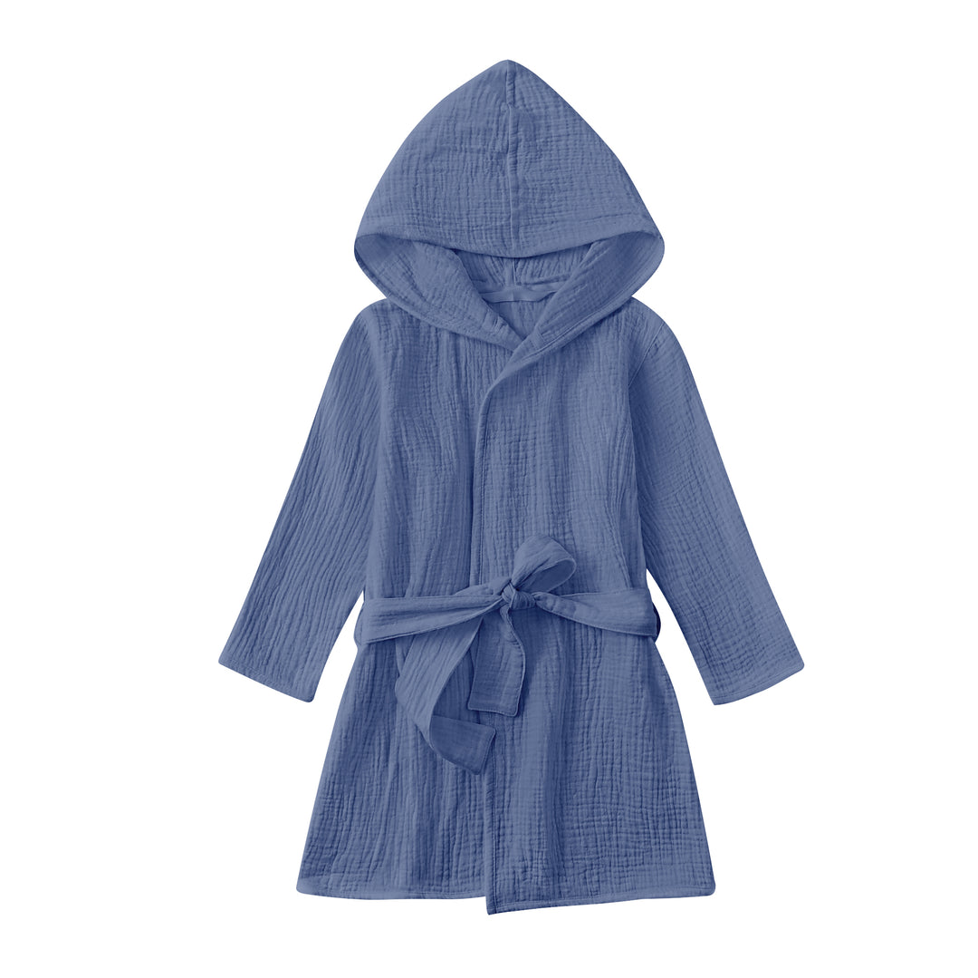 Organic Cotton Hooded Toddler Bathrobe - Brown