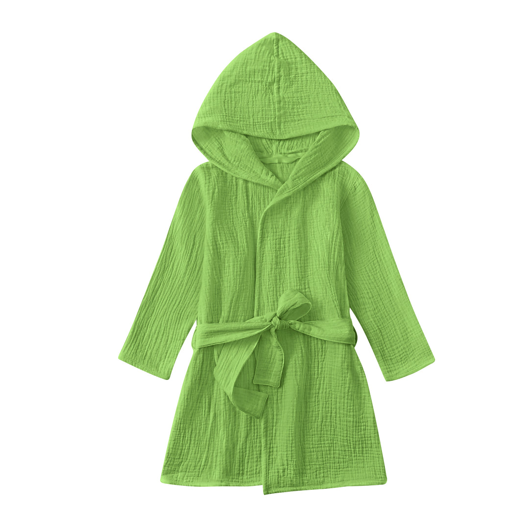 Organic Cotton Hooded Toddler Bathrobe - Brown
