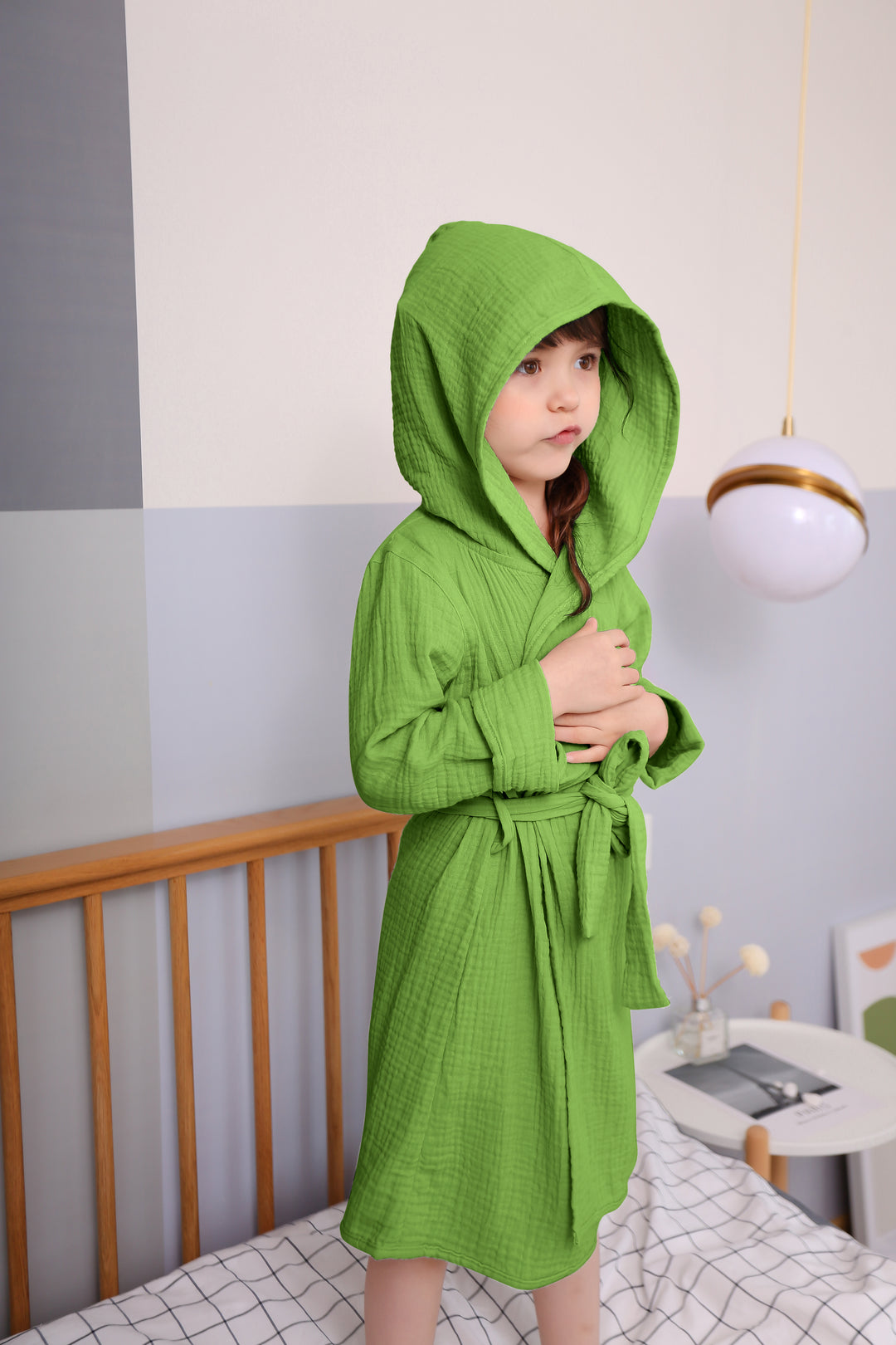 Organic Cotton Hooded Toddler Bathrobe - Brown