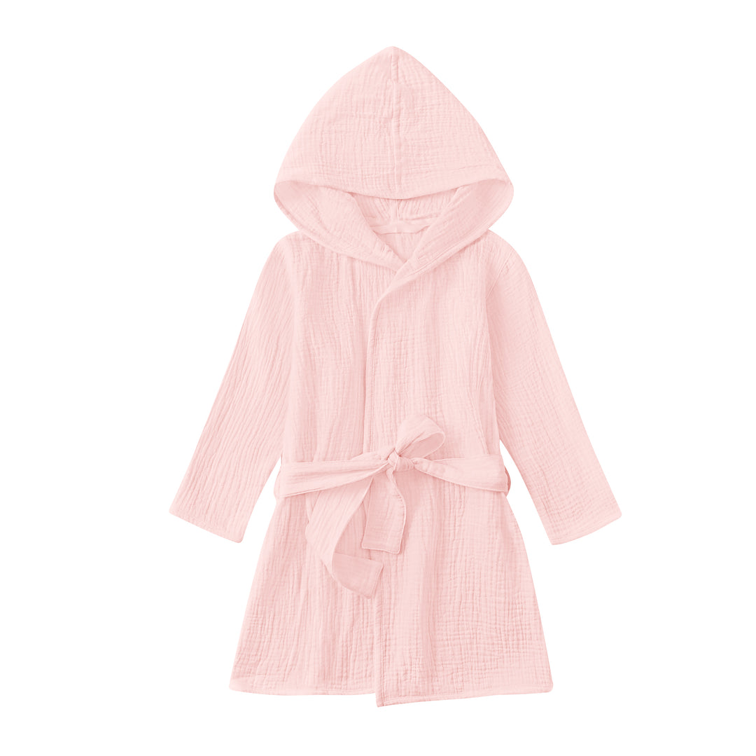 Organic Cotton Hooded Toddler Bathrobe - Brown