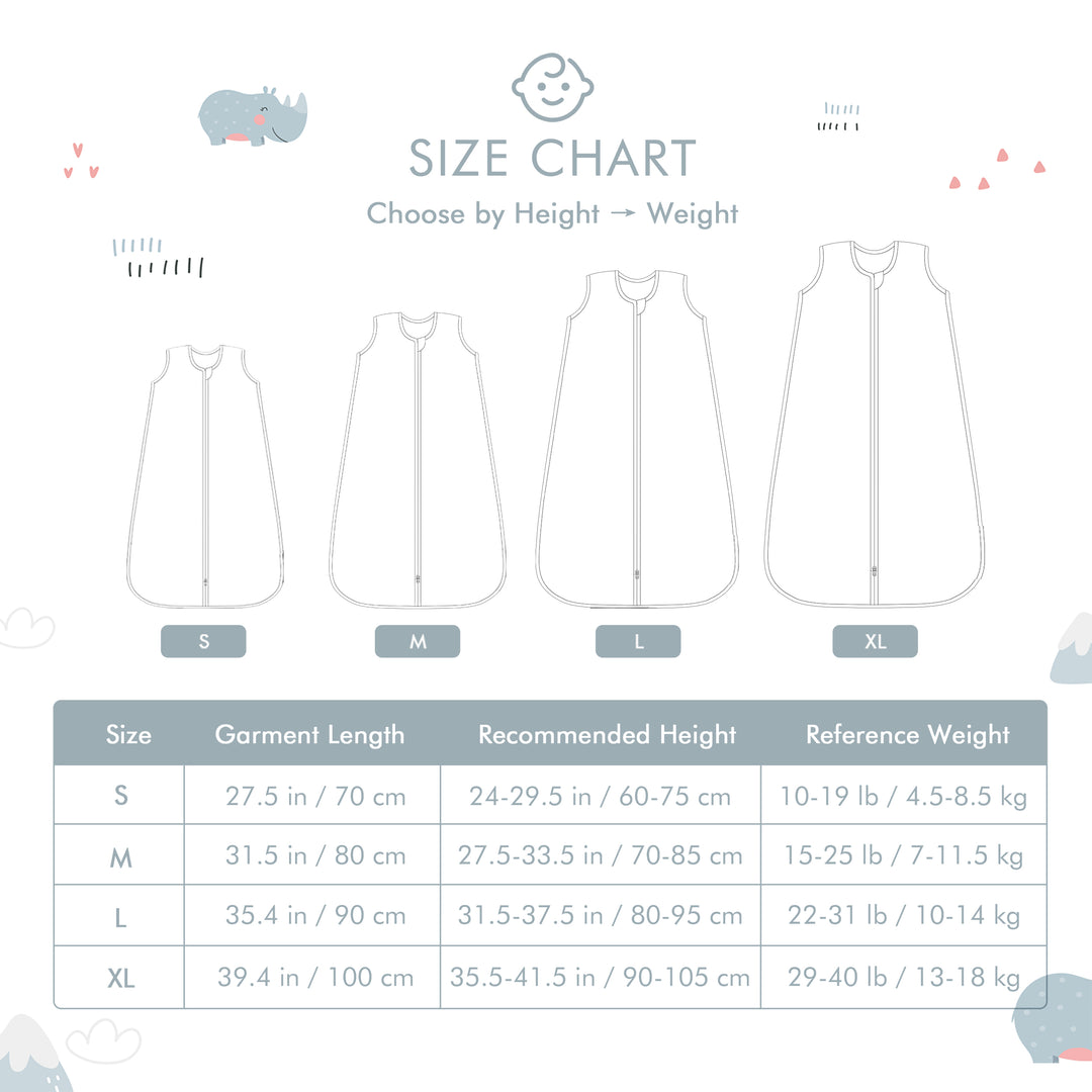 Organic Cotton Baby Sleep Sack - Rhino (0.5 TOG)