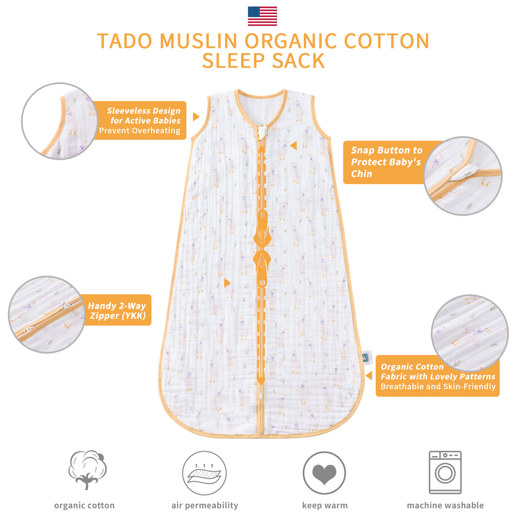 Organic Cotton Toddler Sleep Sack - Kitten (0.5 TOG)