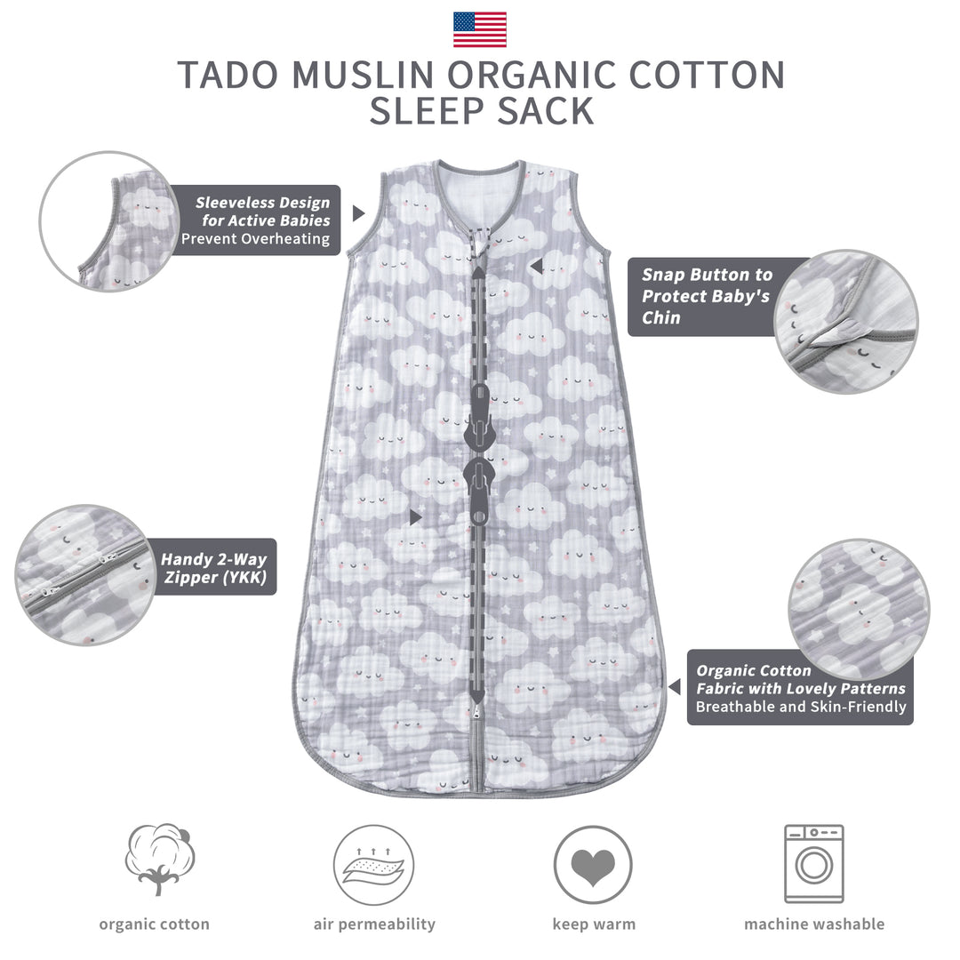 Organic Cotton Toddler Sleep Sack - Kitten (0.5 TOG)