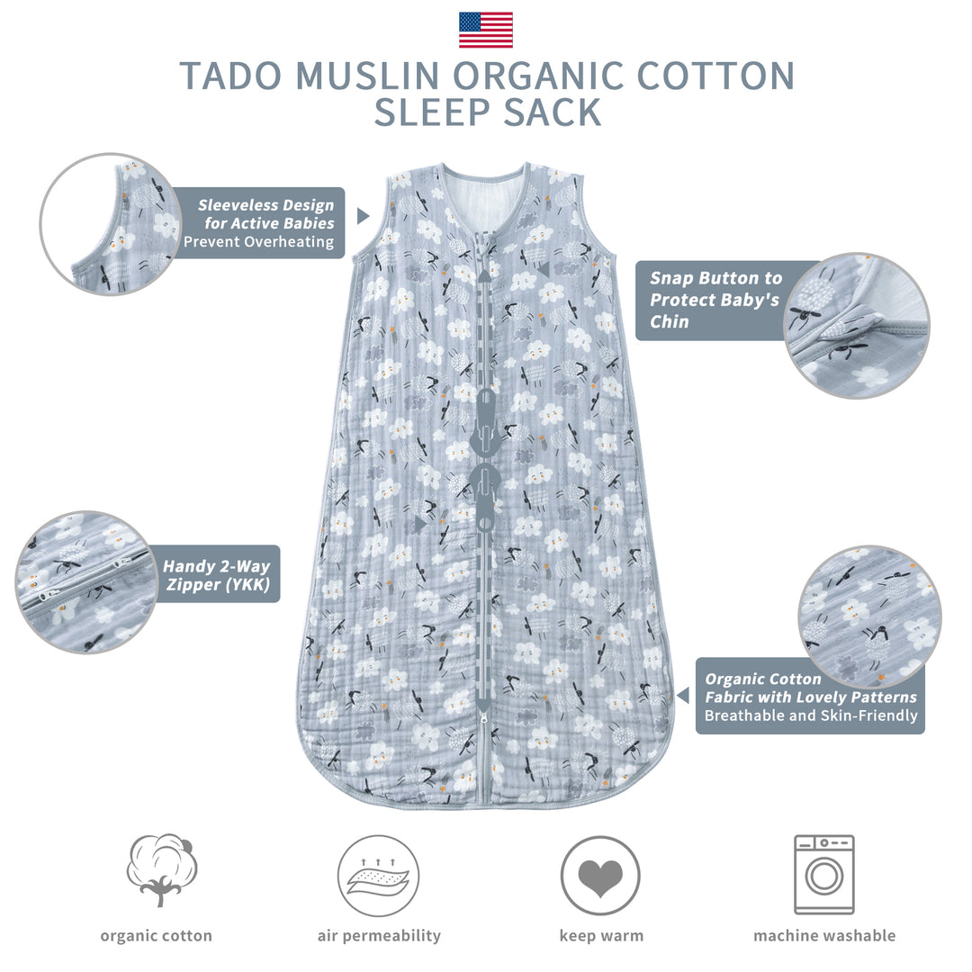 Organic Cotton Toddler Sleep Sack - Kitten (0.5 TOG)