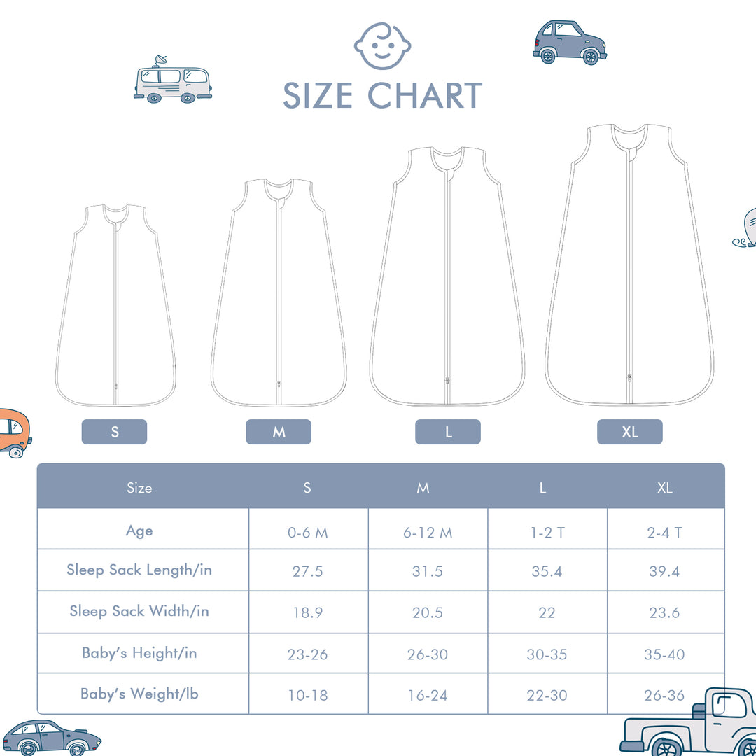 Organic Cotton Baby Sleep Sack - Car (0.5 TOG)